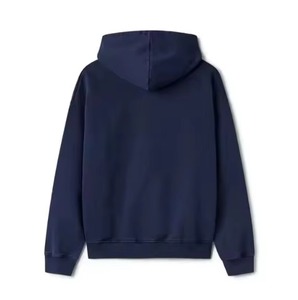 Sudadera con Capucha Azul Marino Personalizada para Hombre, Corte Regular, Felpa de Algodón, Color Sólido Informal, Diseño con Bolsillos, Ropa de Otoño - Product Image 3