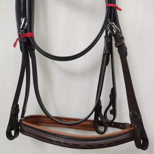 Équipement équestre sur mesure en cuir véritable, cousu fantaisie, pour bridons de polo, rênes et tourières anglaises, offrant un confort élevé, prix de gros - Product Image 4