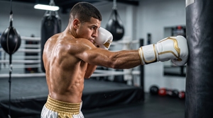 Guantes de Boxeo de Cuero Blanco Dorado con Diseño de Logotipo Personalizado, Equipo de Entrenamiento Profesional - Modelo Dumela International DI-BG-26 (Personalizable) - Product Image 6