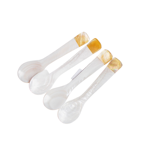 Stylish Fish Flower Mother of Pearl Spoon Long Handle <b>Mirror</b> Polish Custom Logo Engraved Luxury Tableware Set Storage - Product Image 2