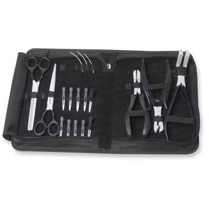Custom Logo Professional Eco-Friendly Matte Black Hair Extension <b>Pliers</b> <b>Set</b> Micro Ring Loop Threader Cutting Scissors Kit for - Product Image 2