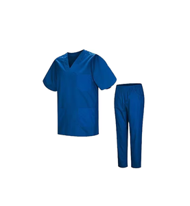 Uniforme Médico de Manga Corta, de Poliéster y Algodón, Colores Sólidos, Estilo Dividido, para Hombres y Mujeres - Product Image 1