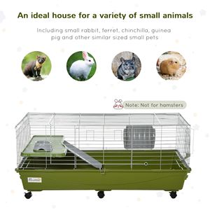 Jaula para Animales Pequeños de 47 Pulgadas para Chinchillas y Cobayas, Casa para Mascotas con Plataforma, Rampa, Plato para Comida, Ruedas y Botella de Agua - Product Image 3