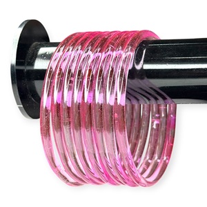 Glossy Pink Jelly Transparent Kashmiri Glass <b>Bangles</b> Lightweight Stackable Wedding Trendy Jewellery at Wholesale Price - Product Image 3