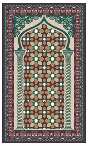 Zynah Channile Yarn fabric Geometric pattern Muslim <b>prayer</b> rug Rectangle Non Slip Jute Backing 27x45 Inches - Product Image 2