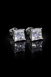 Manufacturer 7mm Princess Cut VVS Lab Grown Diamond Men Stud <b>Earrings</b> D Color 14k 18k Solid Gold Push Screw <b>Back</b> Wholesale Price - Product Image 5