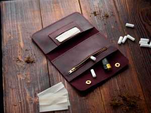 Custom Handmade Genuine Leather Pipe <b>Roll</b> Pouch Portable Tobacco Pipe Storage Case Bag Travel <b>Kit</b> PRB-0031B - Product Image 1