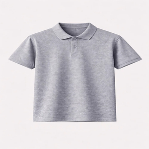 Polo en piqué de coton beige à manches courtes pour homme, coupe classique, couleur unie, décontracté, respirant, design tricoté, boutons sur le devant - Product Image 3
