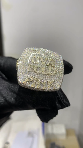 Custom Moissanite Championship <b>Mens</b> <b>Ring</b> Yellow Gold Iced Out Statement <b>Ring</b> Hip Hop Luxury Jewelry Gift - Product Image 6