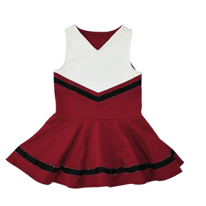Vente en gros : Nouveauté – Robe sans manches pour petites filles, costume de pom-pom girl avec jupe, uniformes de cheerleading personnalisés à bordure dorée - Product Image 4