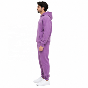 Ensemble de survêtements et de joggings unisexe en coton épais 100 % avec sweats à capuche surdimensionnés personnalisables avec logo - Product Image 4
