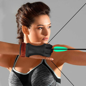 Professional Archery Glove | Reinforced Cow <b>Leather</b> Tips for Smooth <b>String</b> Release | Bulk Manufacturer - Product Image 3