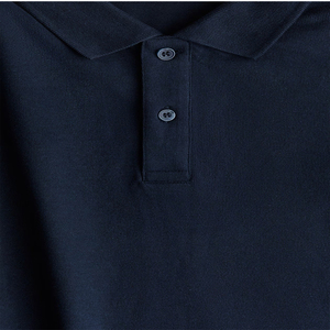 Men's <b>Navy</b> Solid Short Sleeve <b>Polo</b> <b>Shirt</b> Cotton Pique Casual Knitted Anti-Wrinkle Regular Fit - Product Image 2