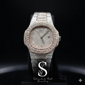 Reloj de Cuarzo de Lujo Estilo Hip Hop Antiguo, Reloj de Moda para Negocios con Esfera de Cristal, Colección de Relojes Moissanite con Corte Brillante Vvs1 Cuadrado para Hombre - Product Image 1