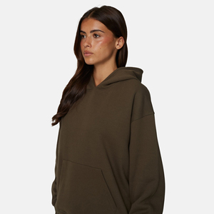 Sudadera con Capucha Extra Grande para Mujer, Color Sólido, Felpa de Algodón, Largo Regular, Ropa de Otoño - Product Image 3