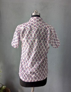 เสื้อเชิ้ตแขนสั้นผู้ชายพิมพ์ลายลำลองสีขาวสีชมพูสีม่วงลายดอกไม้คอปกแบบพับได้กระดุมเดี่ยวเสื้อเชิ้ตผ้าฝ้ายระบายอากาศได้ - Product Image 5