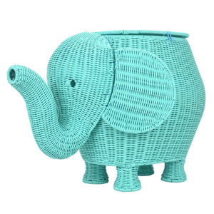 Cesta de Almacenamiento de Ratán con Forma de Elefante Turquesa de Lujo, para Libros, Habitación Infantil, Dormitorio, Muebles, Linda Cesta de Almacenamiento Hecha a Mano, Venta al Por Mayor - Product Image 1