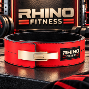 เข็มขัดยกน้ำหนักแบบพันรอบตัว RHINO FITNESS ทำจากนีโอพรีน พร้อมการป้องกันระดับมืออาชีพ รองรับหลังส่วนล่างแบบปรับได้ หัวเข็มขัดโลหะสีแดง - Product Image 1