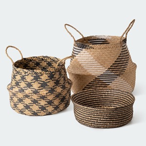 Seagrass <b>basket</b> with handle top-pick natural straw sea grass <b>storage</b> <b>baskets</b> various designs - Product Image 3