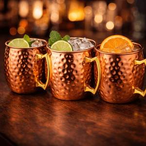Hammered copper beverage mug collection misty canyon drink <b>cups</b> <b>reusable</b> cocktail mugs premium durable - Product Image 1