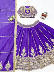 <b>Women</b> Vichitra Silk <b>Lehenga</b> Choli Dupatta with Heavy Embroidery Work Ethnic Outfit All Seasons Wedding/Party Regular Fit - Product Image 5