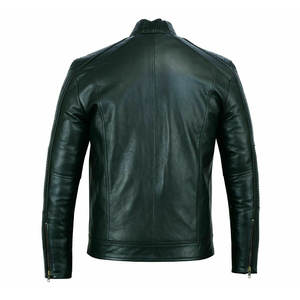 Chaqueta de Cuero Genuino Estilo Café Racer Negra (Hombros Acolchados) - Product Image 5
