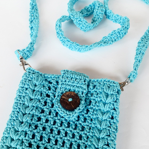 Bolso Bandolera Mini de Nylon Tejido a Crochet con Patrón Geométrico, Cartera Pequeña con Bloqueo RFID, Correa con Botón, Bolso de Moda para Mujer - Product Image 6