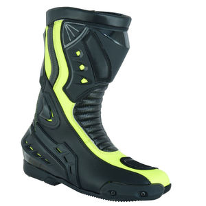 Bottes de moto pour homme noires et jaune fluo, imperméables, avec protection de la cheville, pour toutes les saisons, pour la course. - Product Image 1