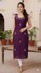 Kurti brodé pour femmes, vêtements ethniques élégants avec coupe confortable, au meilleur prix de gros - Product Image 3