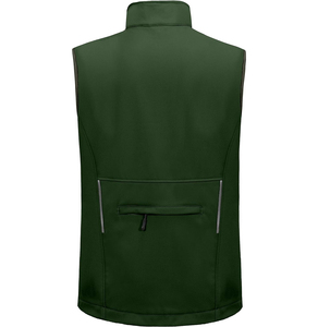 <b>Men's</b> Green Sleeveless Zippered <b>Vest</b> Stand Collar Casual Windproof Outerwear Autumn Solid Color Velour Plus Size Polyester - Product Image 2