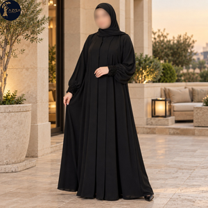 Robe Abaya à manches perlées pour femmes avec manches structurées, tissu fluide et élégant, robe islamique modeste |   Vêtements chics et raffinés pour les occasions spéciales - Product Image 4