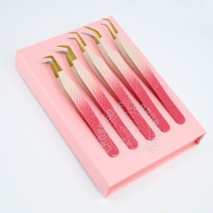 Pinzas de volumen para pestañas, puntas de fibra, pinzas curvas de 45 90 grados, pinzas de extensión de pestañas rusas profesionales para aislamiento - Product Image 5