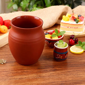 Mug à café en céramique Kulhad, design minimaliste orange, vaisselle réutilisable pour la maison - Product Image 3