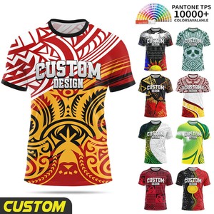 T-shirts à manches courtes pour hommes personnalisés, motif tribal polynésien maori, 100% polyester, séchage rapide, impression par sublimation - Product Image 1