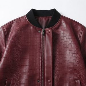 OEM ODM Custom <b>Men's</b> Genuine <b>Leather</b> Bomber <b>Jacket</b> Winter Stand Collar Windproof High Street Casual Fashion <b>Jacket</b> with Custom L - Product Image 6