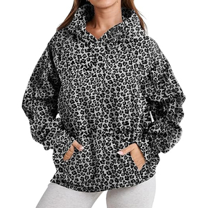 Cotton Fleece <b>Leopard</b> Hoodie Men Women Streetwear <b>Sweatshirt</b> Pullover Custom Logo OEM Bulk Supplier - Product Image 1