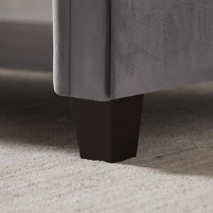 Panca Divano Rettangolare in Velluto Grigio Scuro con Gambe in Legno Massello e Cuscini Cilindrici Integrati, Arredamento per Soggiorno - Product Image 6