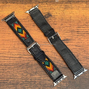 Factory Wholesale Handmade Genuine Leather Beaded Watch Bands for Women's Cowhide Leather Strap with Quick Release Spring <b>Bars</b> - Product Image 5