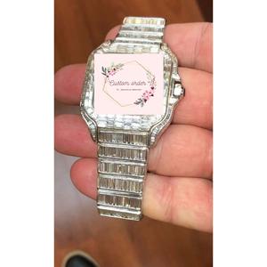 Reloj Mecánico Personalizado con Moissanita Corte Baguette para Hombre, Totalmente Cubierto de Piedras, Calidad Premium de Marca, Automático, Cristal de 20mm, Regalo de Moda - Product Image 1