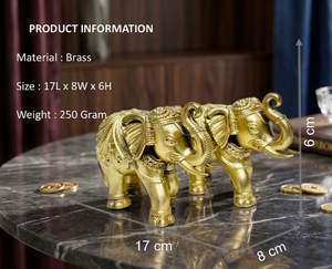 Jaipur Metals Paire d'idoles en laiton pur, motif trompe d'éléphant, 100% laiton, 8.2 x 4 x 5.5 cm, 250 g, Design moderne, Art traditionnel Hathi Jodi - Product Image 2