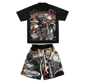 Conjunto de Verano para Hombre de Dos Piezas con Logotipo Personalizado TAHAD 2026, Conjunto de Camiseta y Pantalones Cortos con Lavado Ácido - Product Image 2