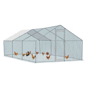 Grand enclos métallique 20 x 10 pieds pour poulets, volailles, lapins, chats, chiens, avec couverture imperméable pour poulailler et abri de ferme - Product Image 3