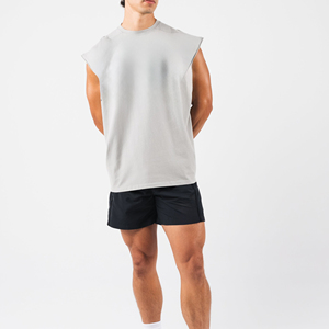 Men's Cotton Tank Tops Gym Exercise Fitness Sports <b>Vest</b> with Wide Shoulder Round Neck Sleeveless Shirt Casual Wear Tank Tops - Product Image 1