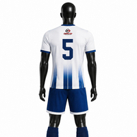 Ensemble de maillots de football ORVO pour hommes, blanc et bleu, col en V, manches courtes, séchage rapide, respirant, polyester, été, logo d'équipe personnalisé