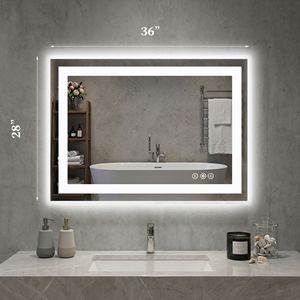 Specchio per Trucco LED Antiappannamento 28x36 Pollici con Doppia Fonte Luminosa e Tre Modalità di Illuminazione, Bianco per Arredamento Casa - Product Image 2
