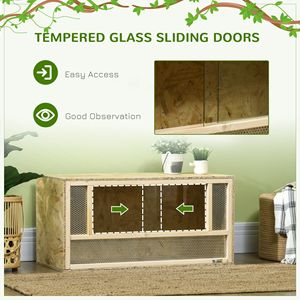Terrario per Camaleonti, Lucertole, Serpenti, Rane e Rettili 80x40x40 cm con Porta Scorrevole e Lampada Riscaldante in PC - Product Image 6