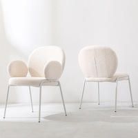 Fauteuil de salon moderne en velours Teddy, style bouclé, avec dossier incurvé, pour salle à manger, salon ou comme chaise de maquillage