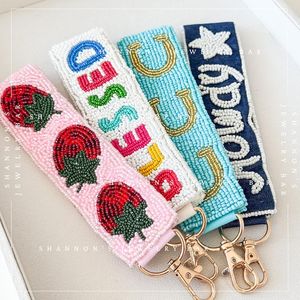 Hand Embroidered Woven Felt Carabiner <b>Keychain</b> with Fruit Pattern Eco-Friendly <b>Customized</b> Shape Durable Design - Product Image 1