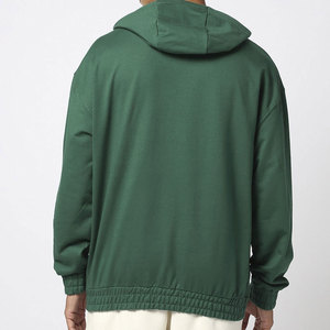 Sweat à capuche vert pour homme avec fermeture éclair intégrale, impression en relief personnalisée, coupe classique, logo gaufré, en molleton de coton, décontracté, pour l'automne - Product Image 2