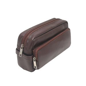 Portable Travel Leather Cosmetic Pouch with Zip - Custom Unisex Zipper Fashion Durable <b>Toiletry</b> Bag - Daily Cosmetics <b>Storage</b> - Product Image 3